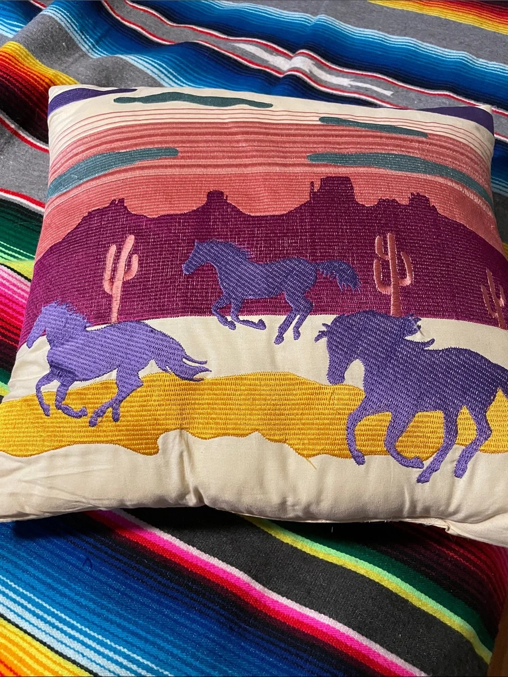Pendleton Purple, pink, and Gold 🌵 desert 🏜️ Horse 🐴 Accent Pillow